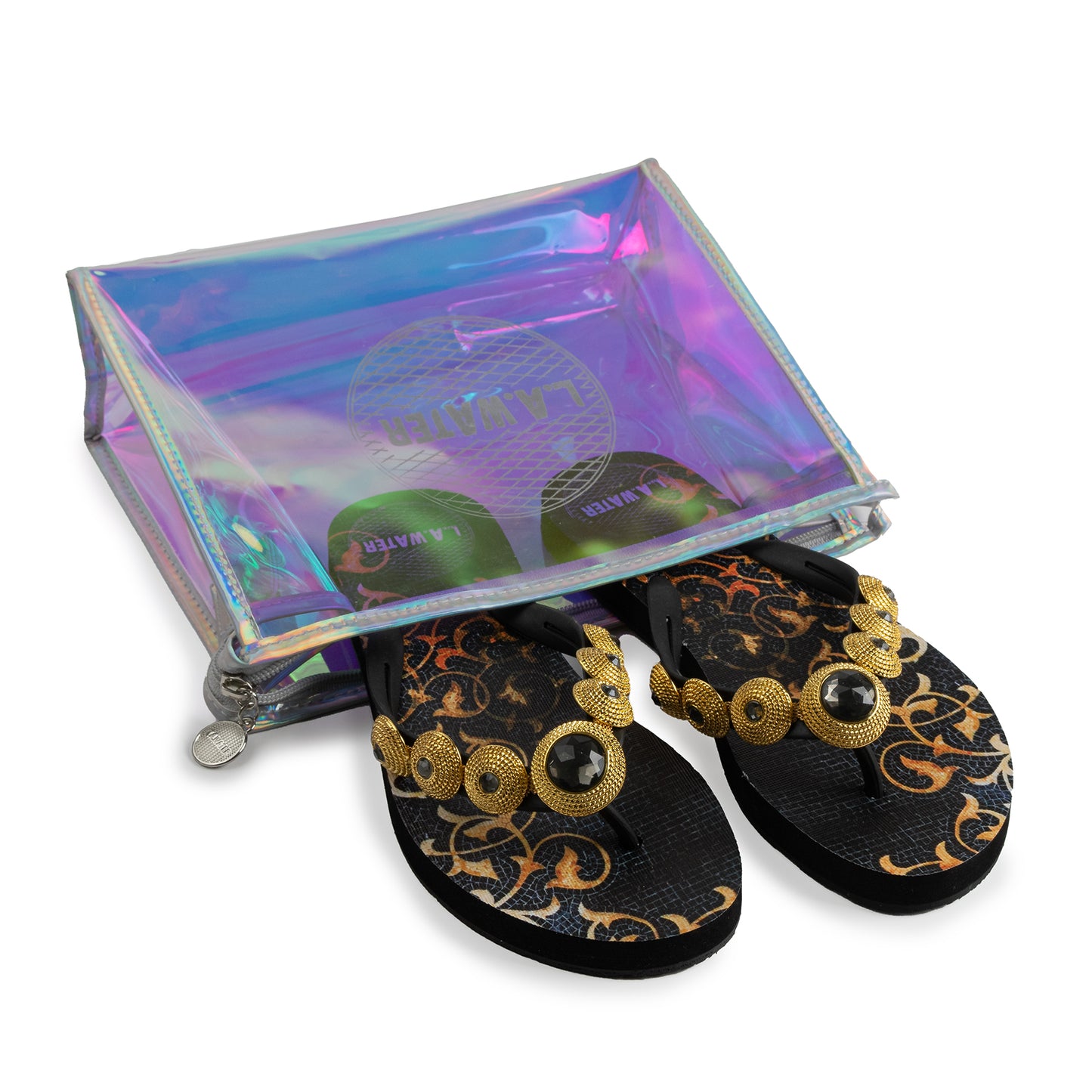 BLACK MOSAIC SLIPPERS