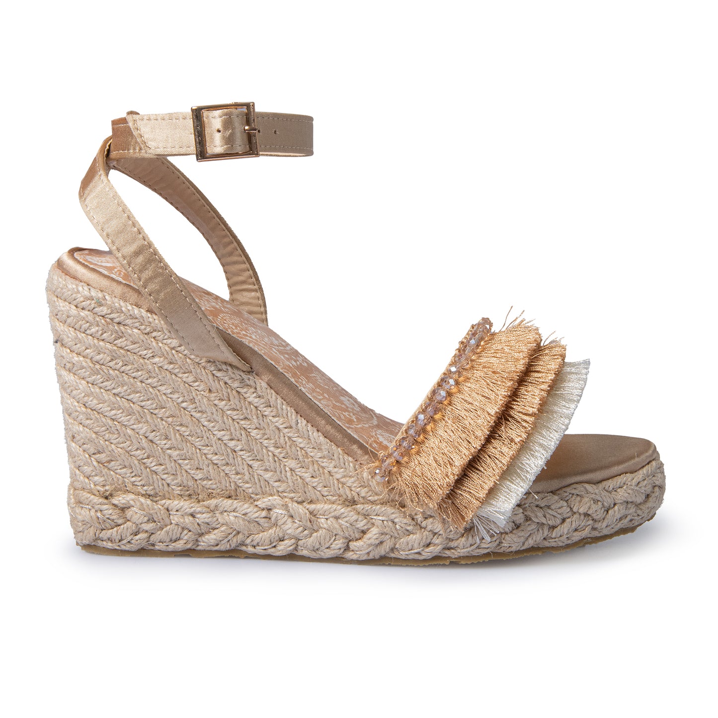 SANDALO BOHO ORO CON ZEPPA CORDA