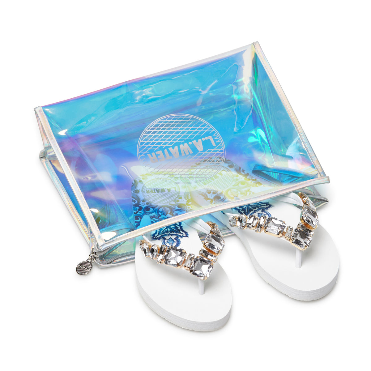 WHITE MAJOLICA SLIPPERS