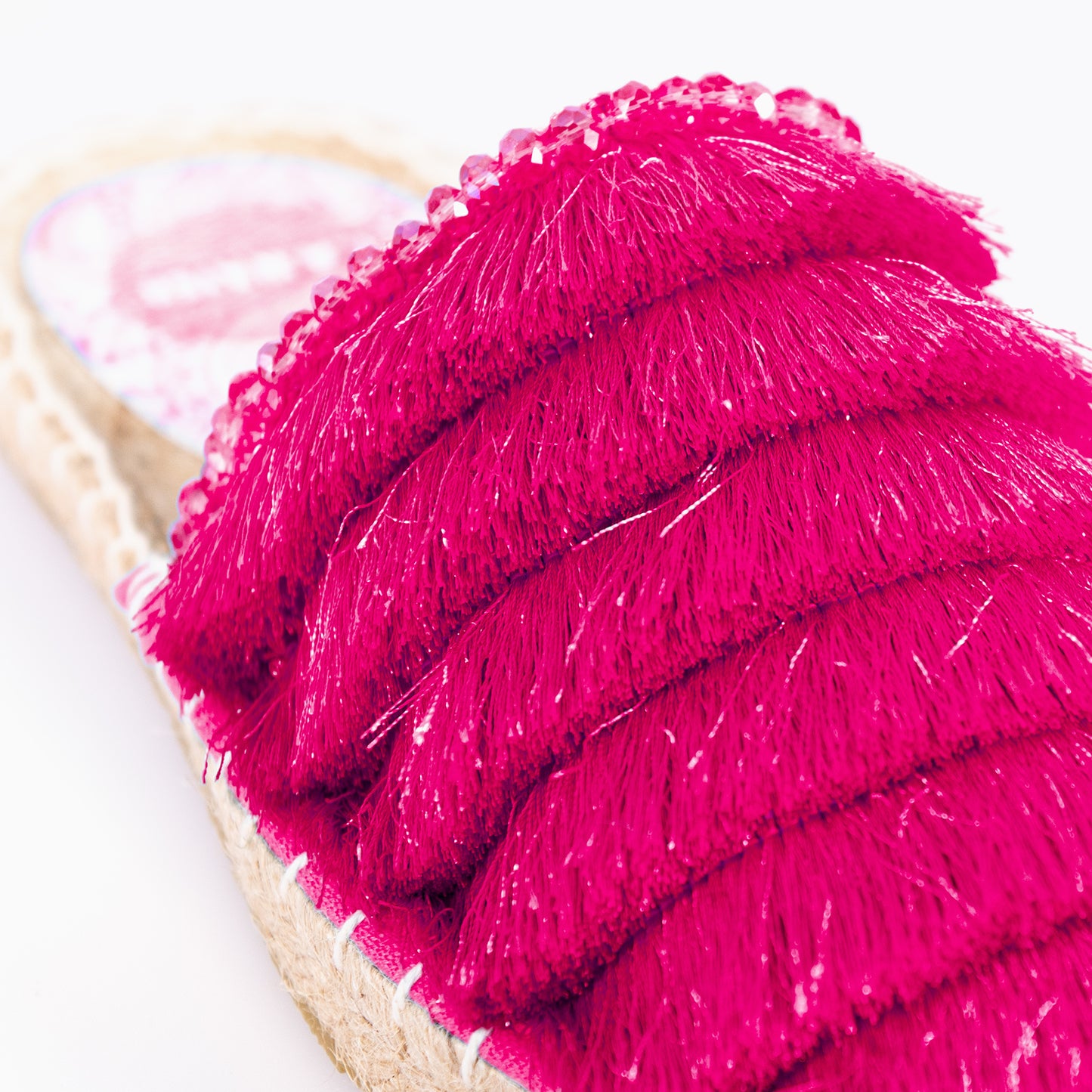 MULES FRANGE FUCSIA
