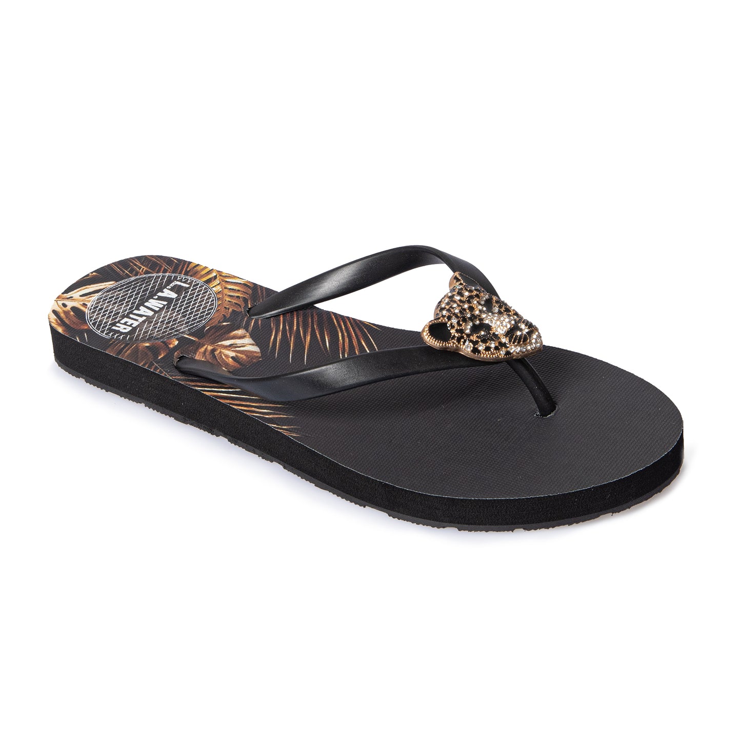 BLACK CHEETAH SLIPPERS