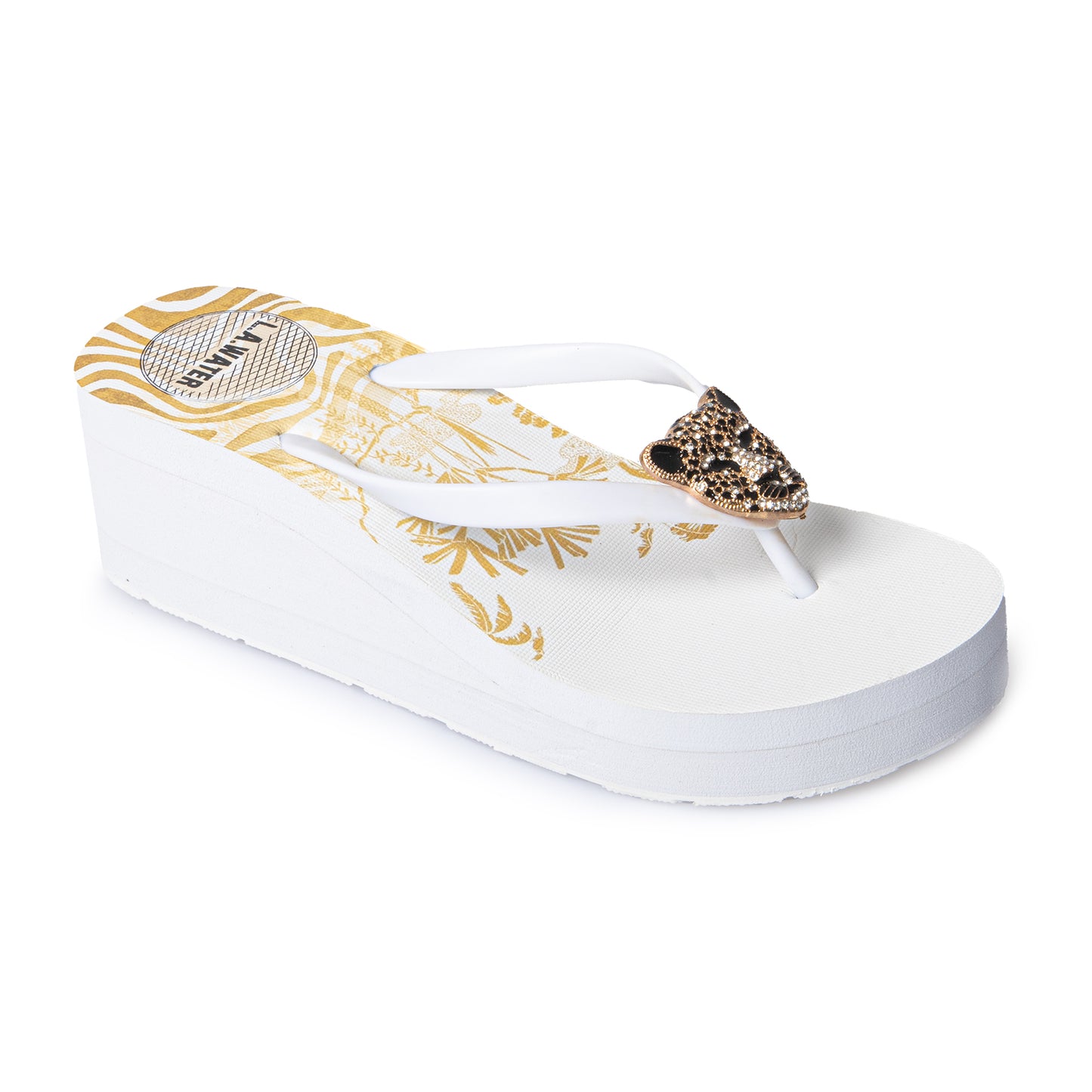 WEDGE SANDAL CHEETAH WHITE