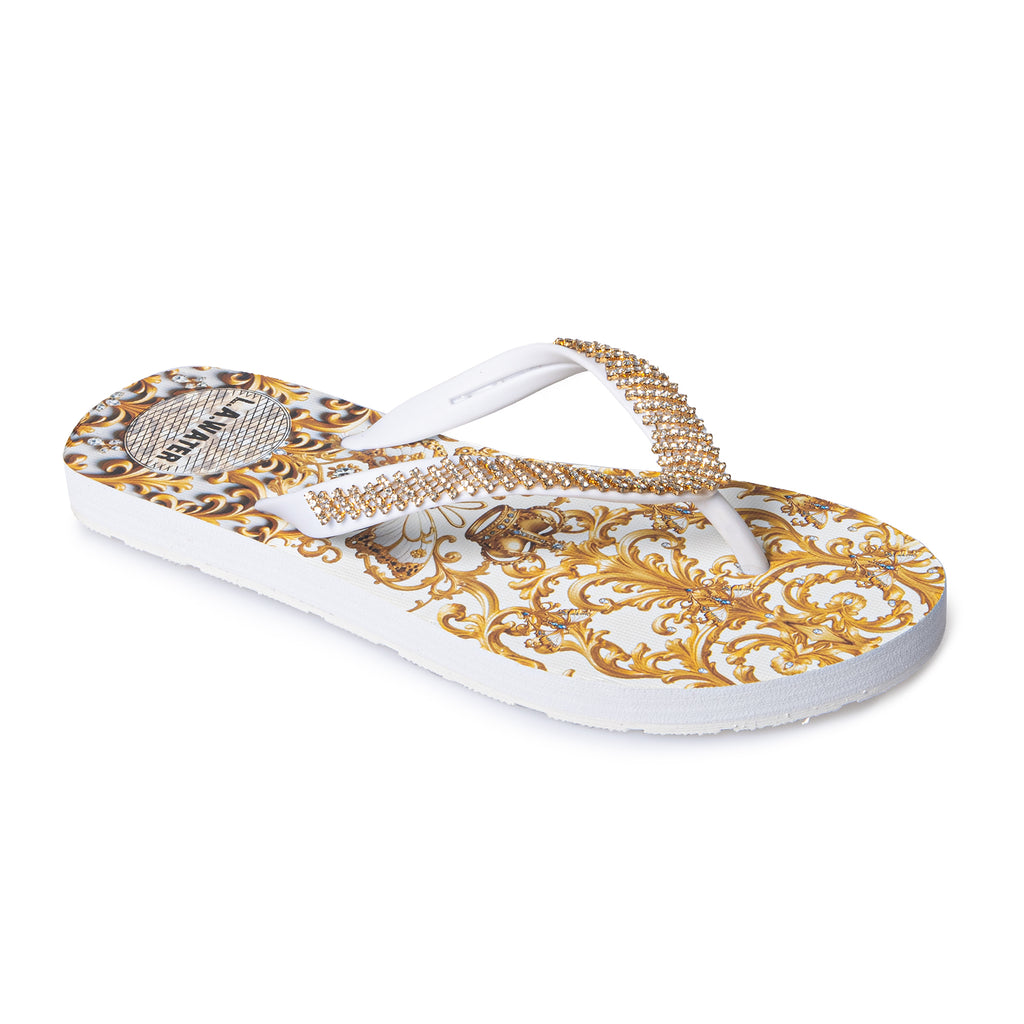 WHITE DAMASCO SLIPPER