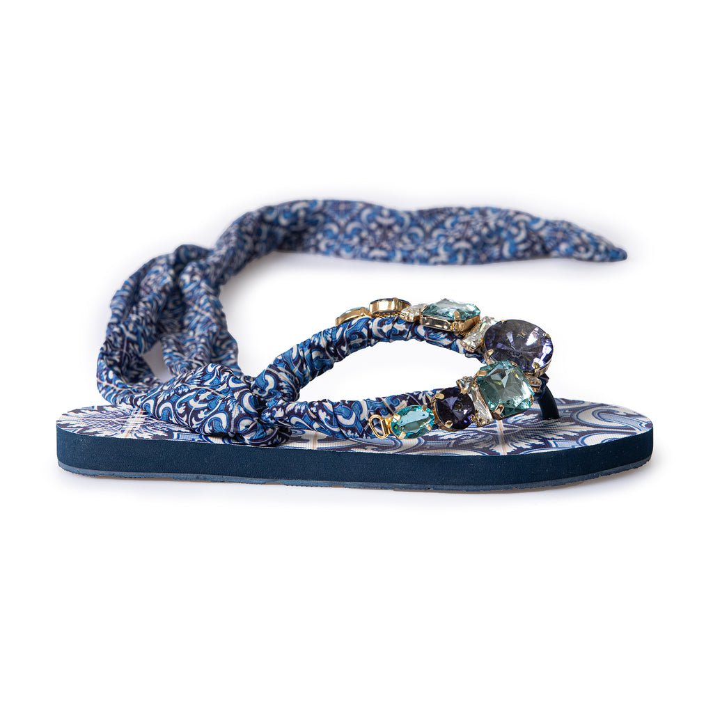 FOULARD BLUE MEXICO SLIPPERS