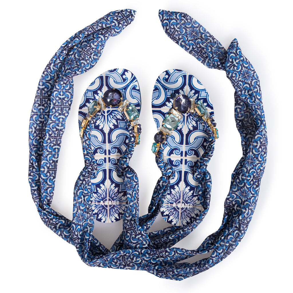 FOULARD BLUE MEXICO SLIPPERS