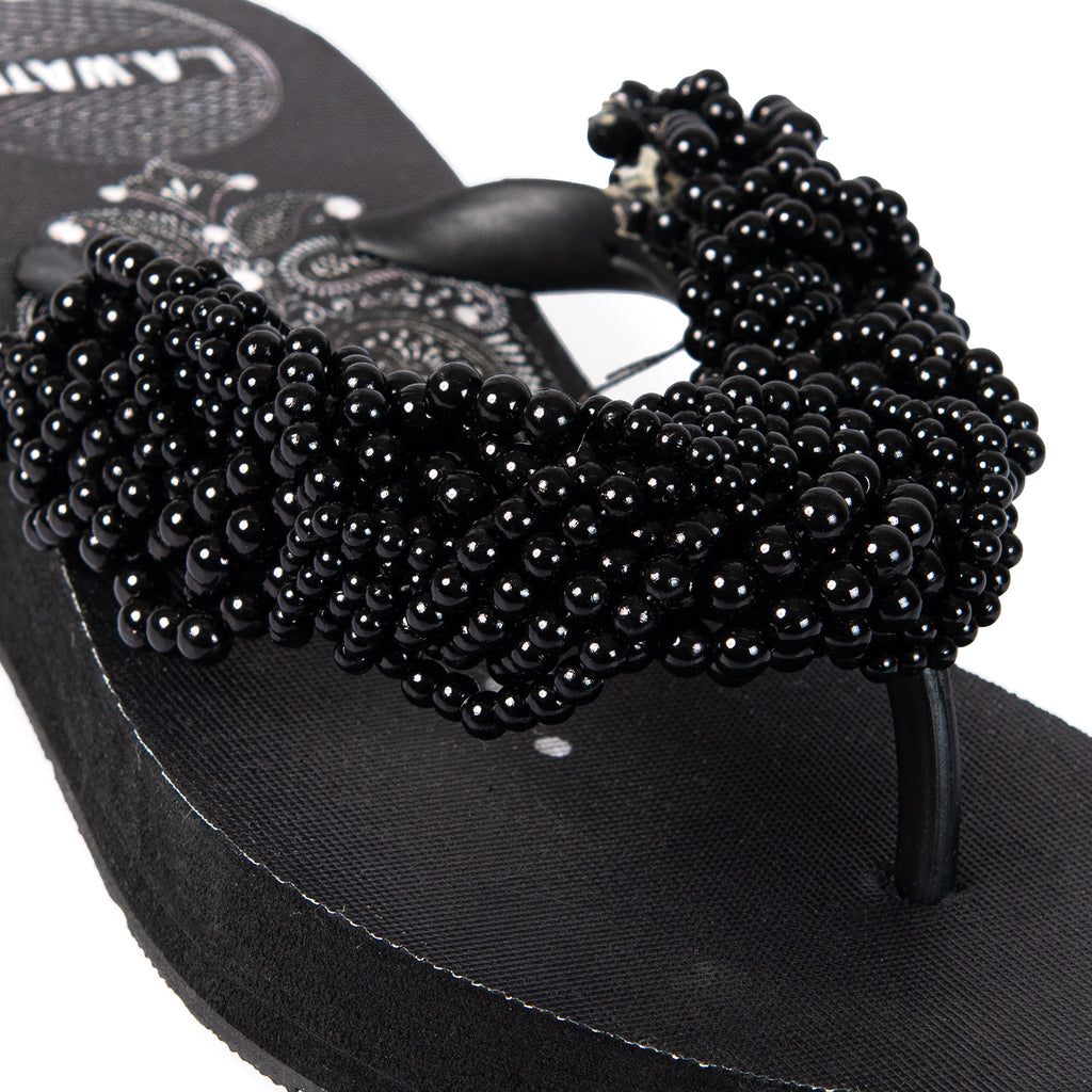 BLACK PAISLEY SLIPPERS