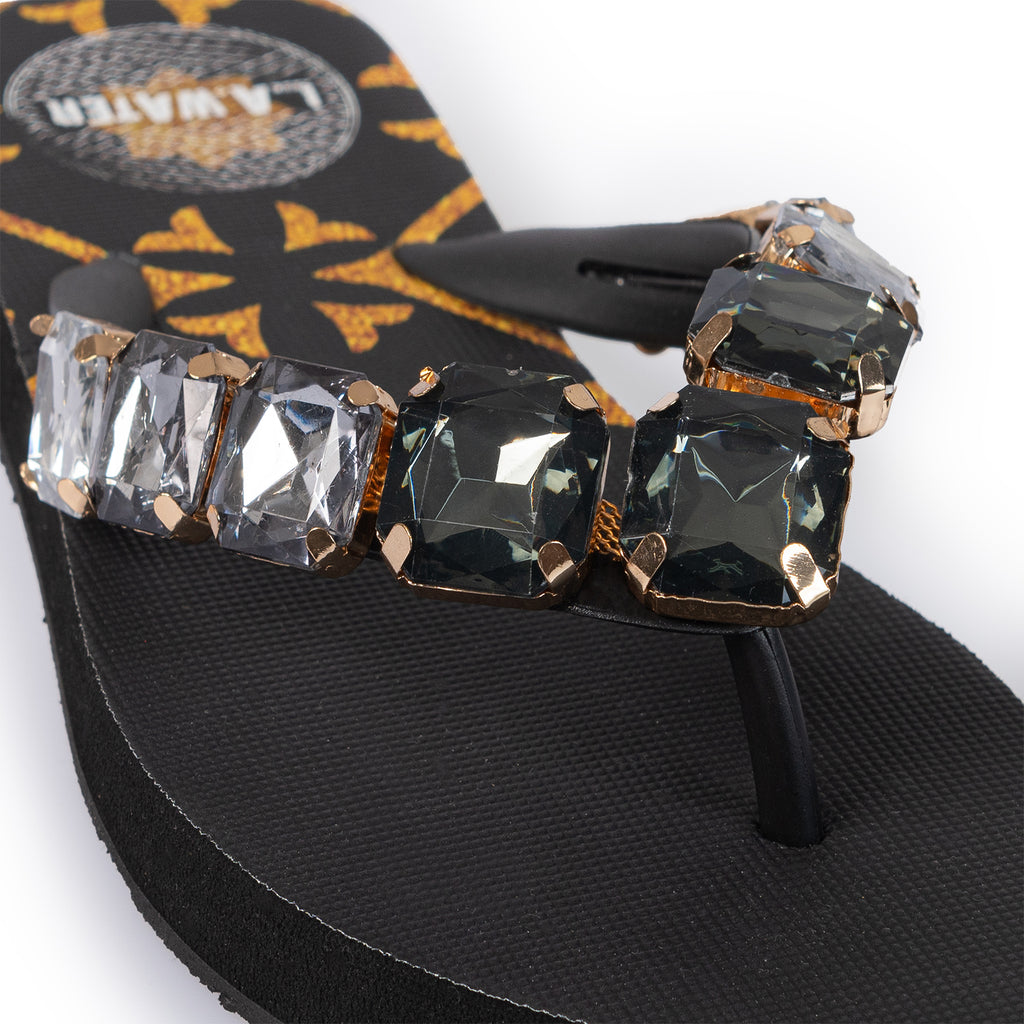 BLACK FOULARD DEGRADE' SANDALS