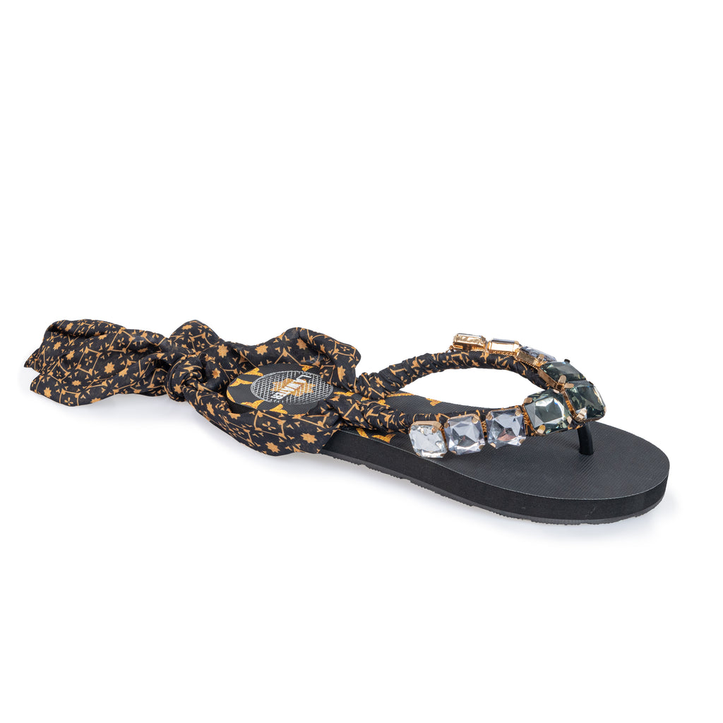 BLACK FOULARD DEGRADE' SANDALS