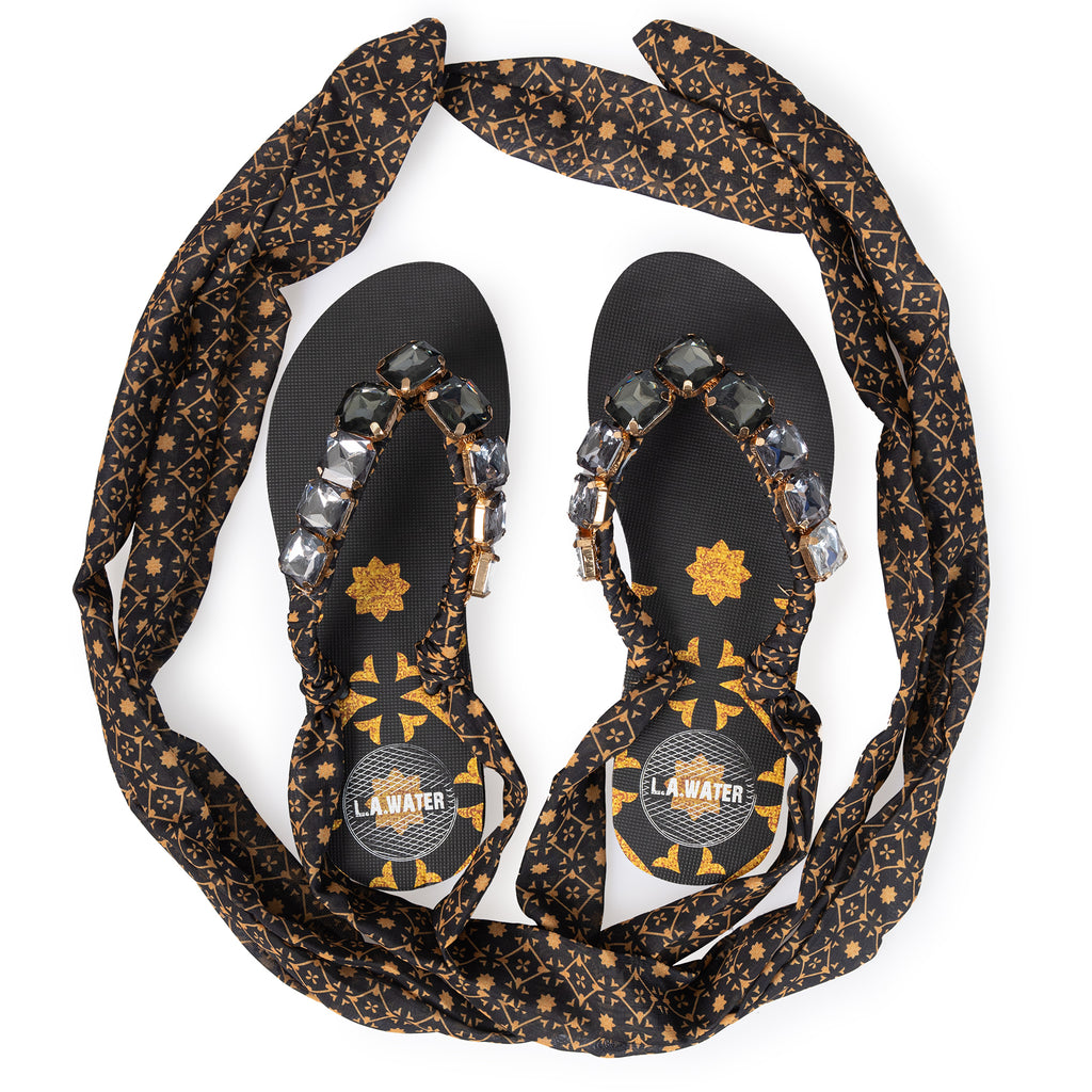 BLACK FOULARD DEGRADE' SANDALS