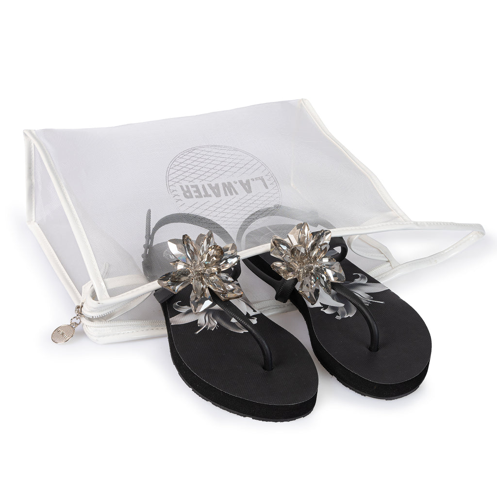 BLACK FLOWER SANDALS