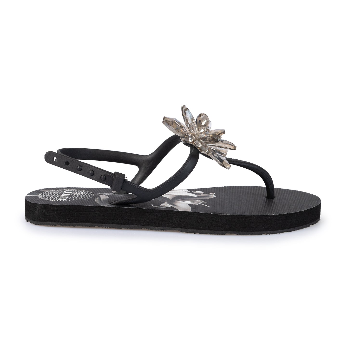 BLACK FLOWER SANDALS