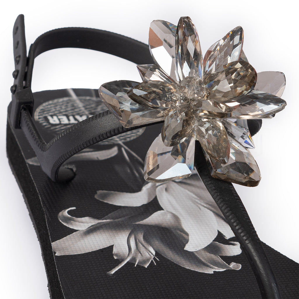 BLACK FLOWER SANDALS