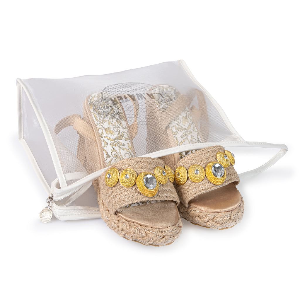 NATURAL ROPE WEDGE SANDALS