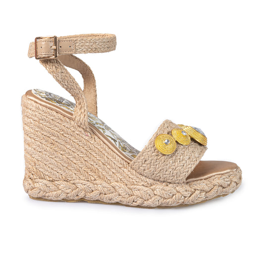 NATURAL ROPE WEDGE SANDALS