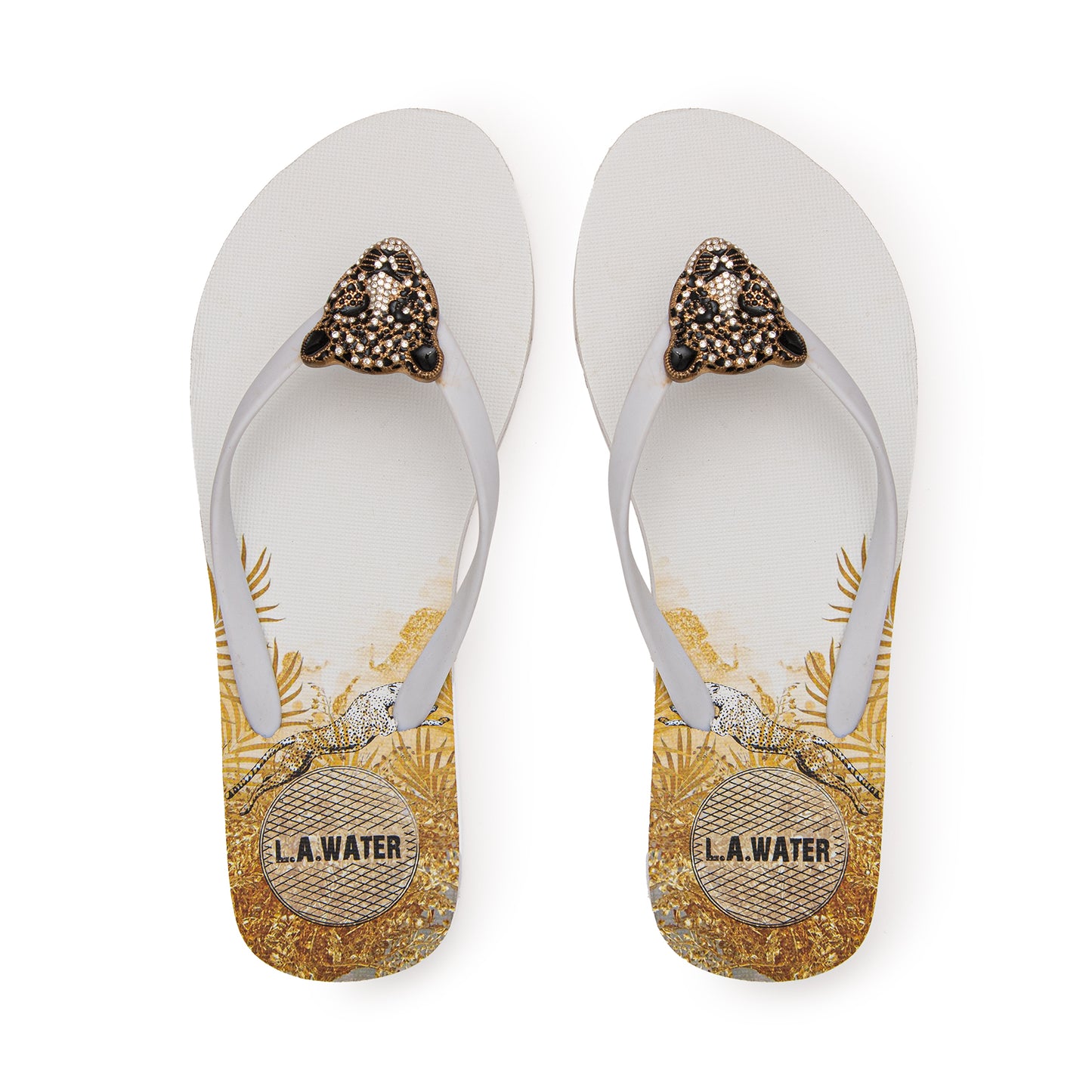CHEETAH WHITE SLIPPERS