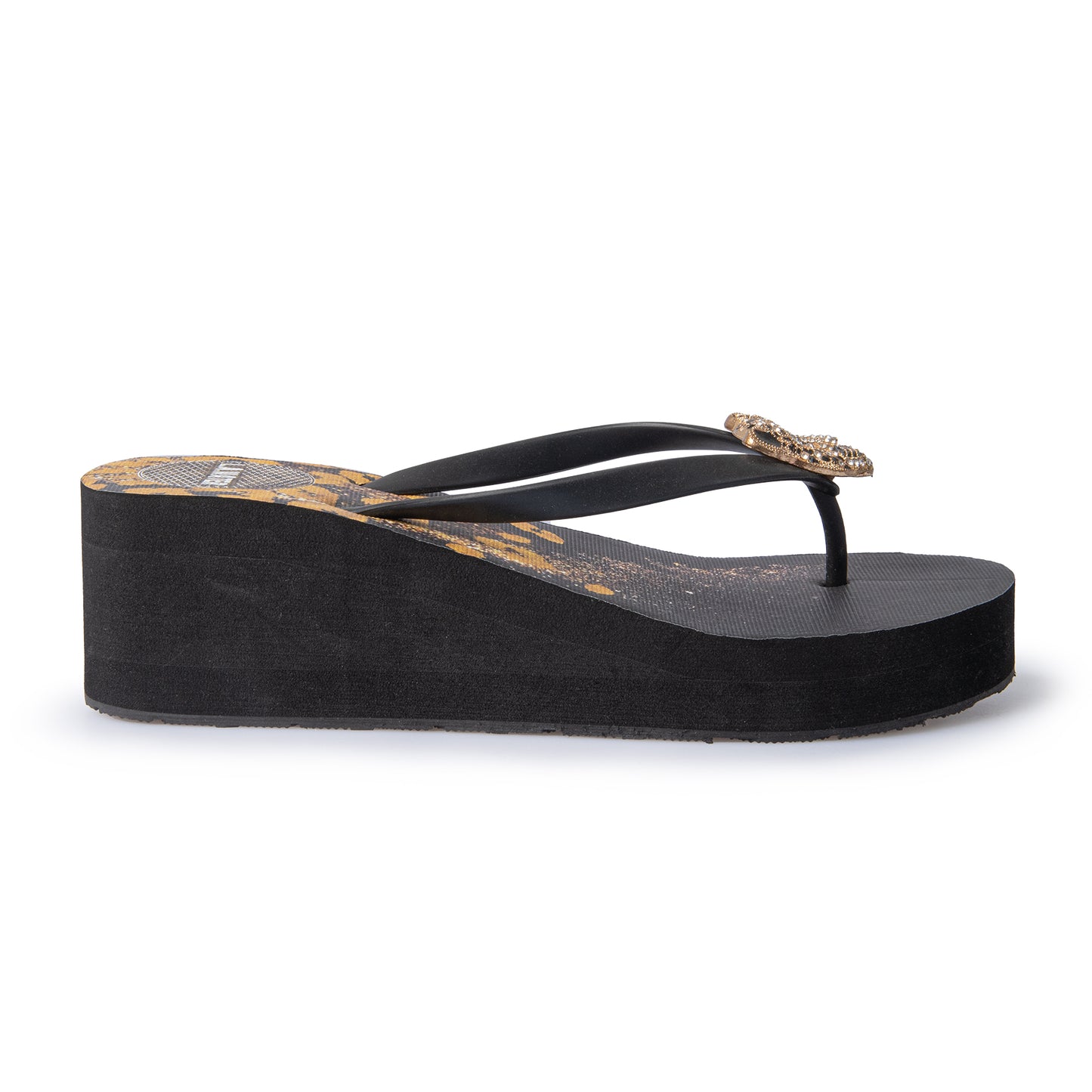 WEDGE SANDAL CHEETAH BLACK