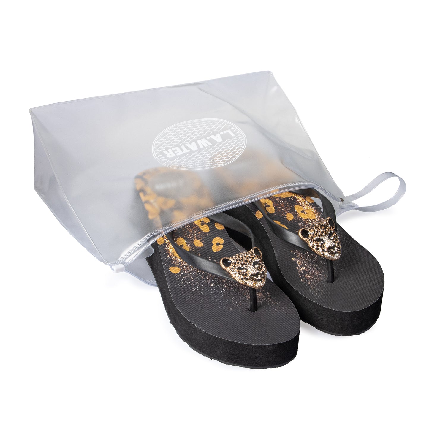 WEDGE SANDAL CHEETAH BLACK