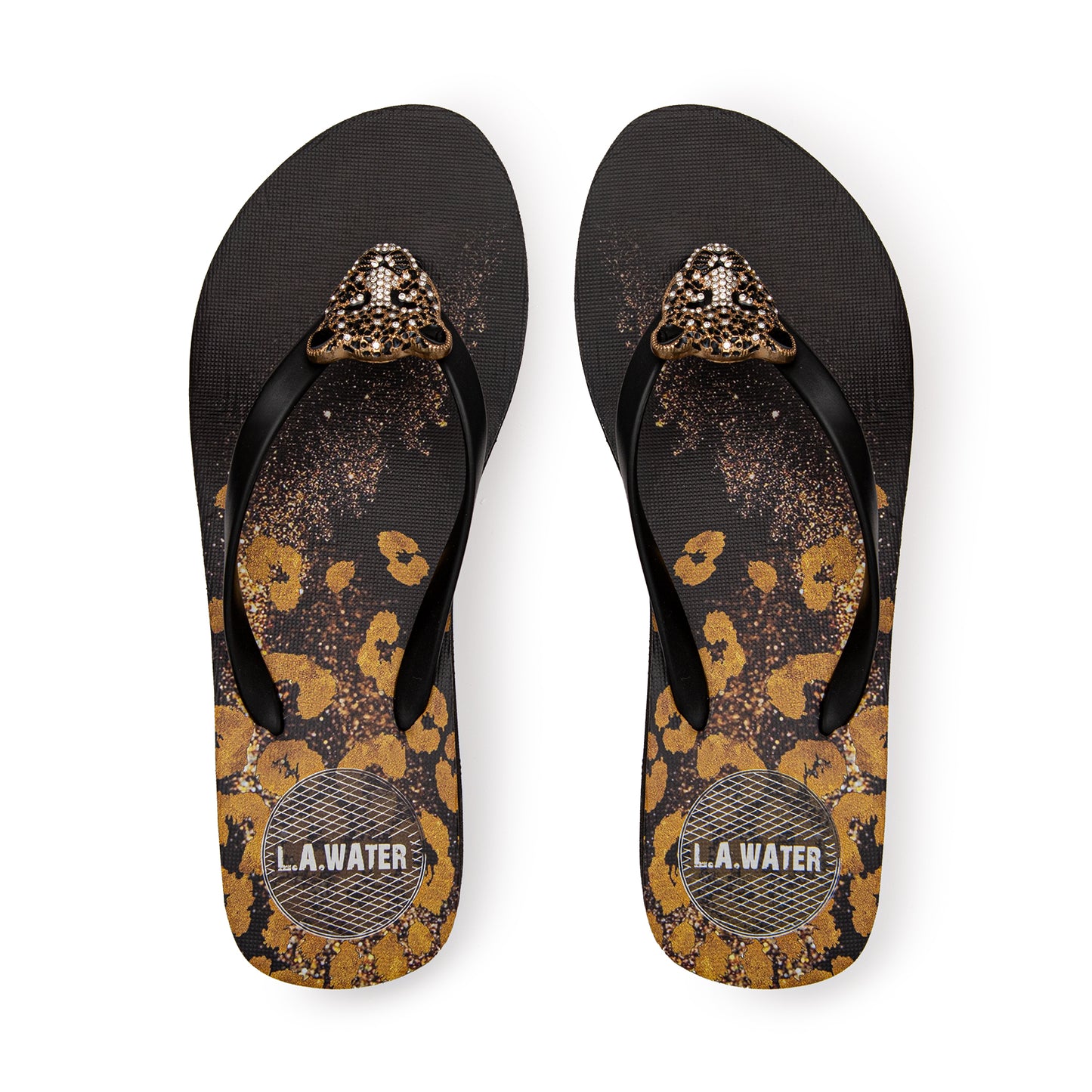 WEDGE SANDAL CHEETAH BLACK