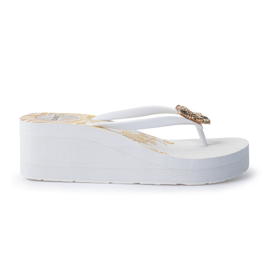 WEDGE SANDAL CHEETAH WHITE