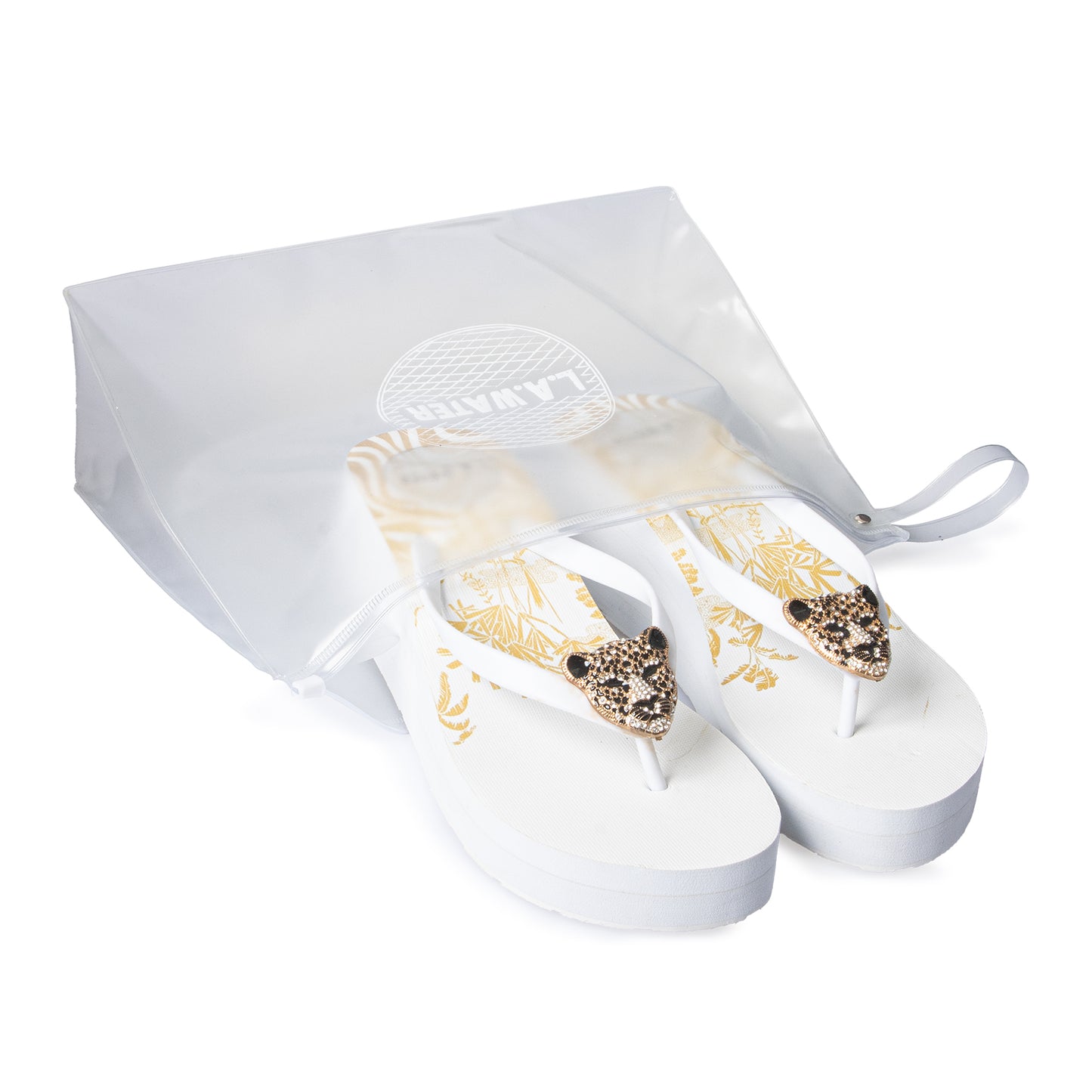 WEDGE SANDAL CHEETAH WHITE
