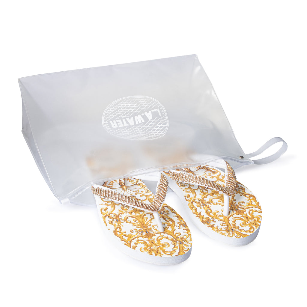 WHITE DAMASCO SLIPPER