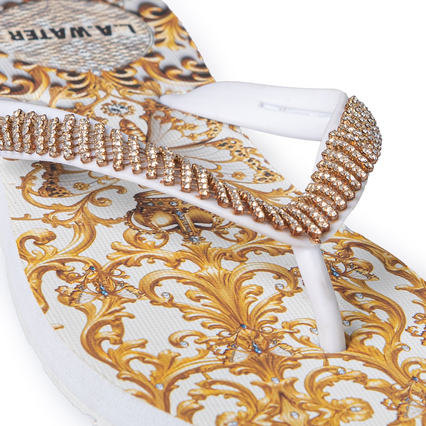 WHITE DAMASCO SLIPPER