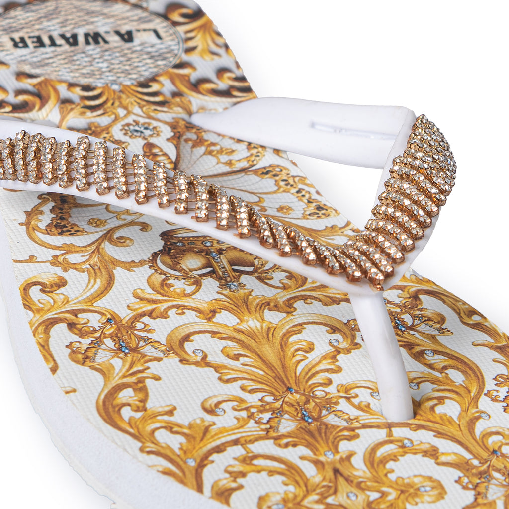 WHITE DAMASCO SLIPPER