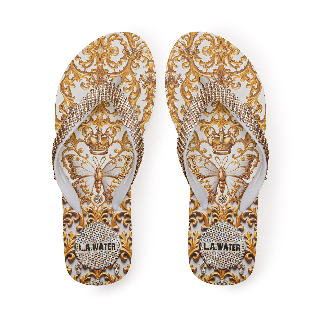 WHITE DAMASCO SLIPPER