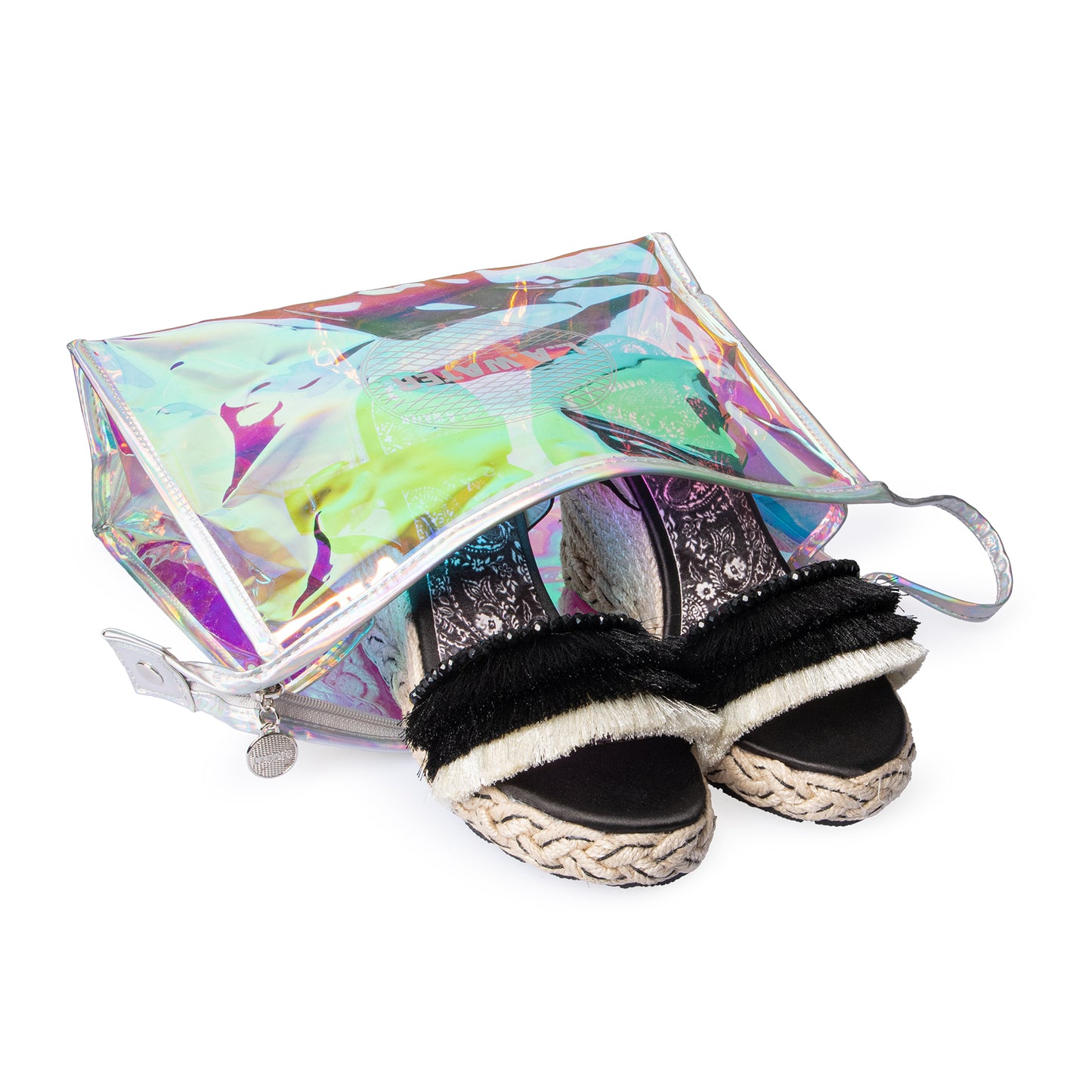 BLACK SANDAL ROPE WEDGE BOHO