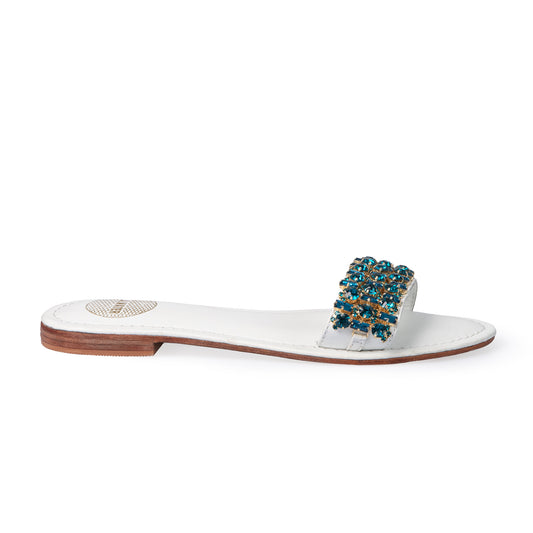 AMALFI LEATHER WHITE SLIDE