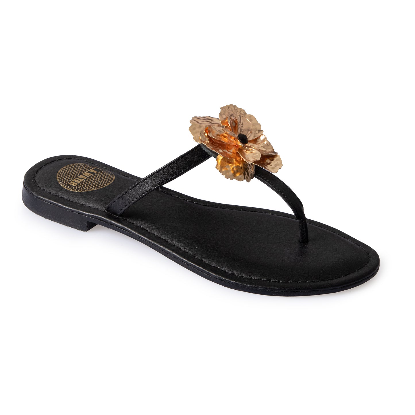 INFRADITO AMALFI NERE IN PELLE CON FIORE