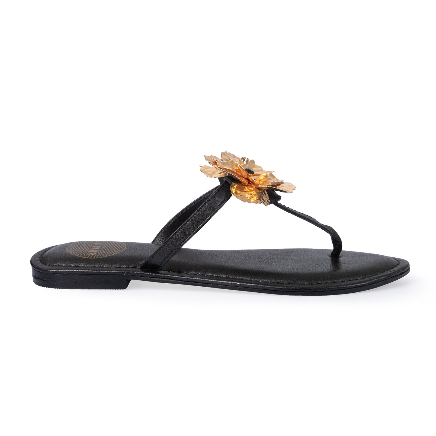 INFRADITO AMALFI NERE IN PELLE CON FIORE
