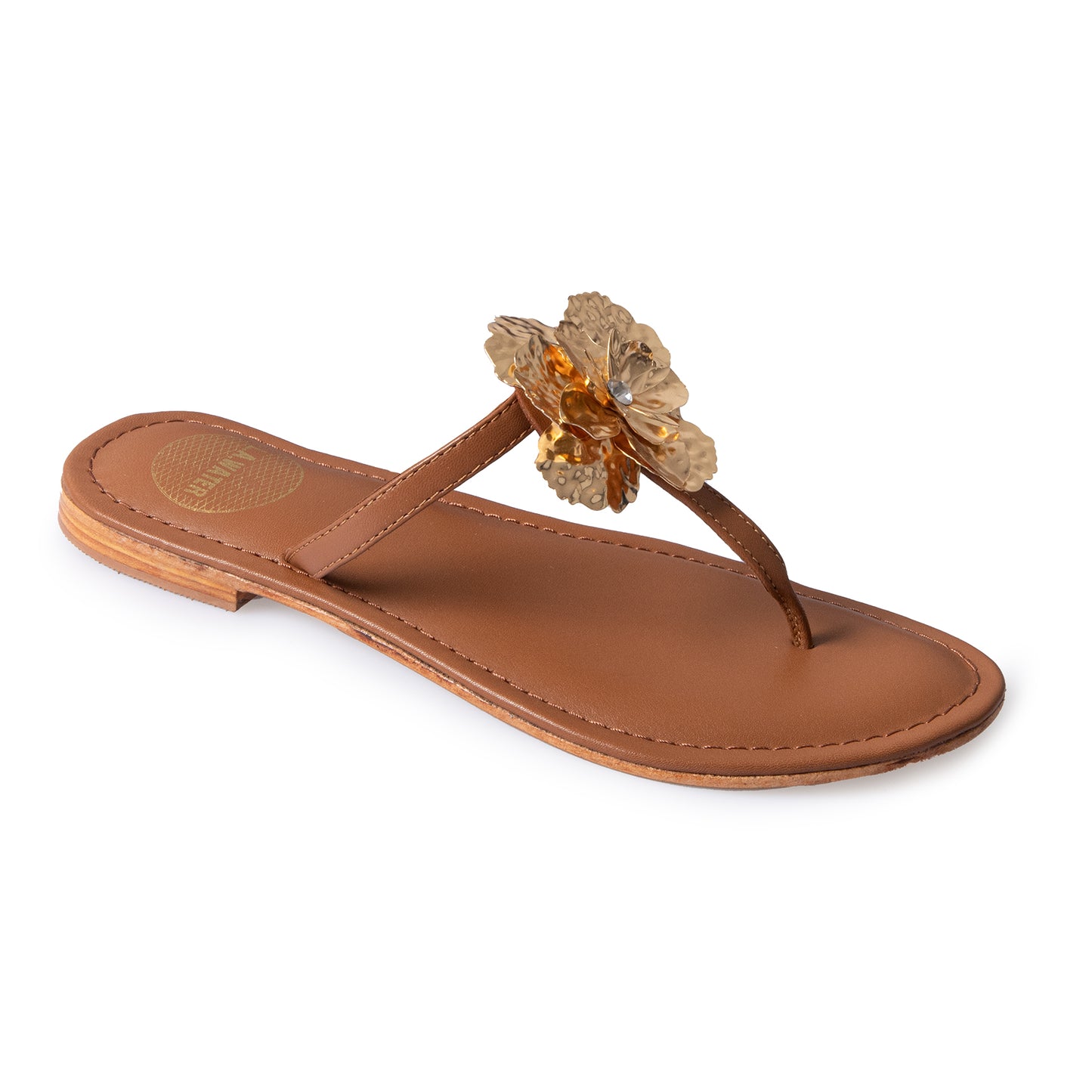 INFRADITO AMALFI CUOIO IN PELLE CON FIORE