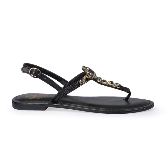 AMALFI BLACK LEATHER SANDAL