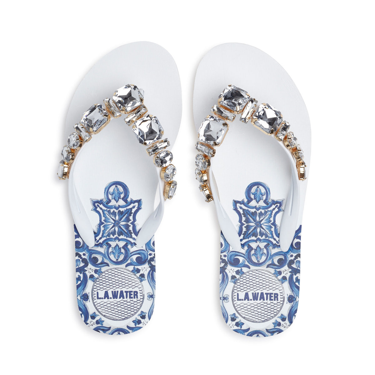 WHITE MAJOLICA SLIPPERS