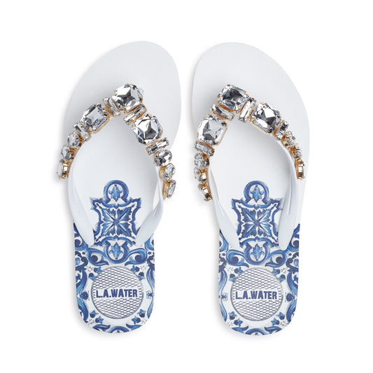 WHITE MAJOLICA SLIPPERS