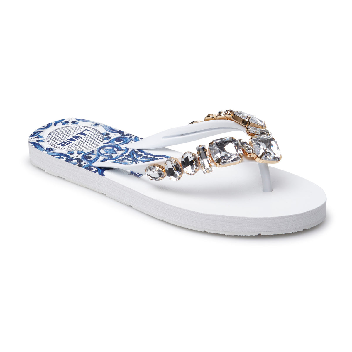 WHITE MAJOLICA SLIPPERS