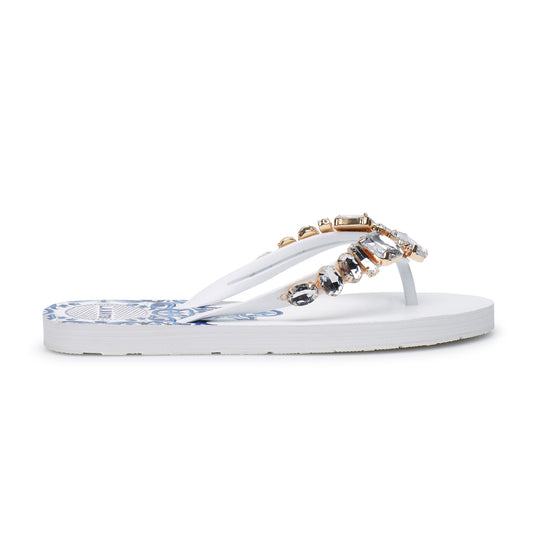 WHITE MAJOLICA SLIPPERS