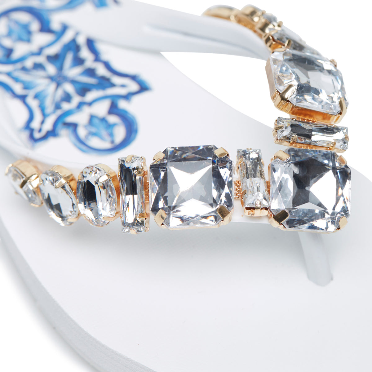 WHITE MAJOLICA SLIPPERS