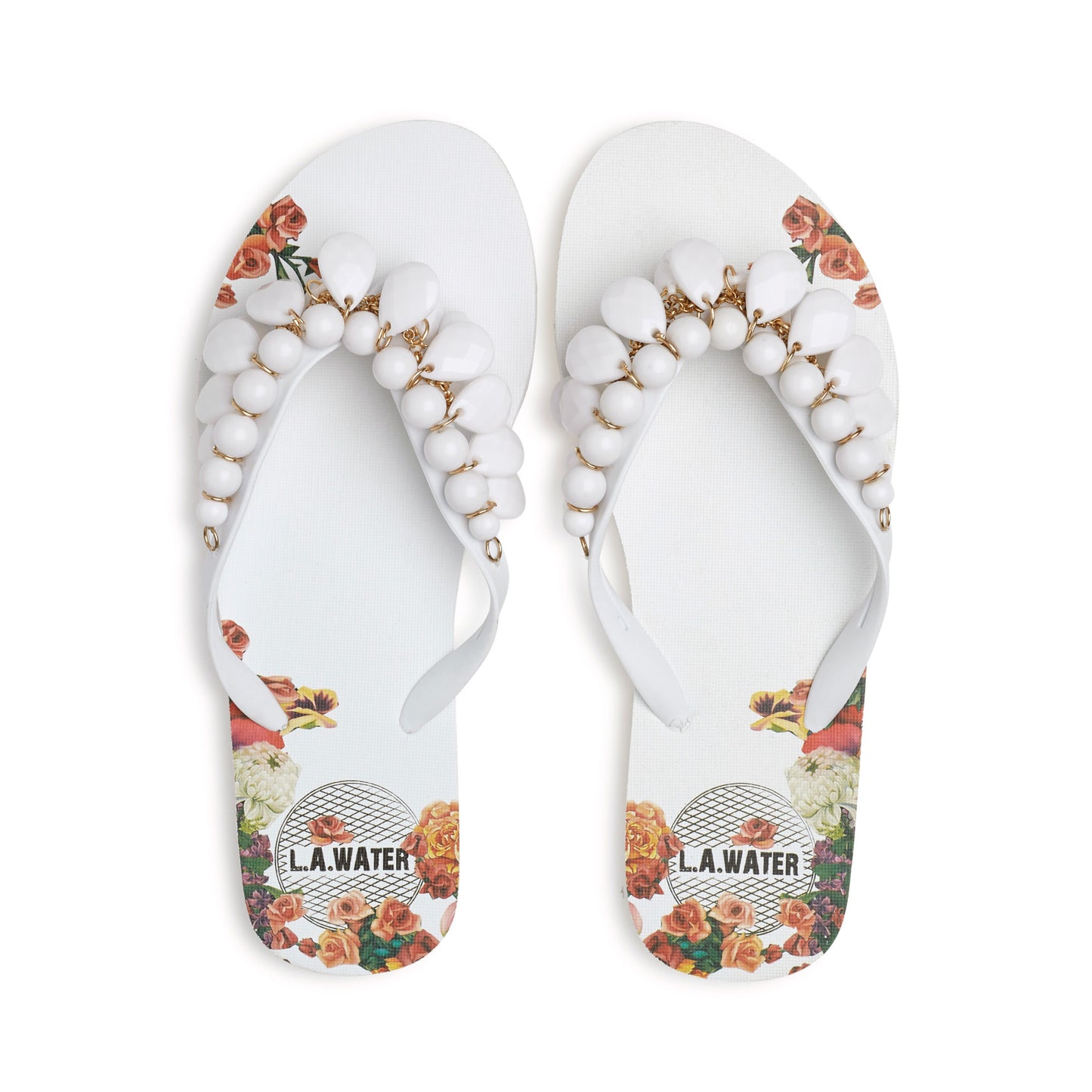 WHITE FLOWERS SLIPPERS
