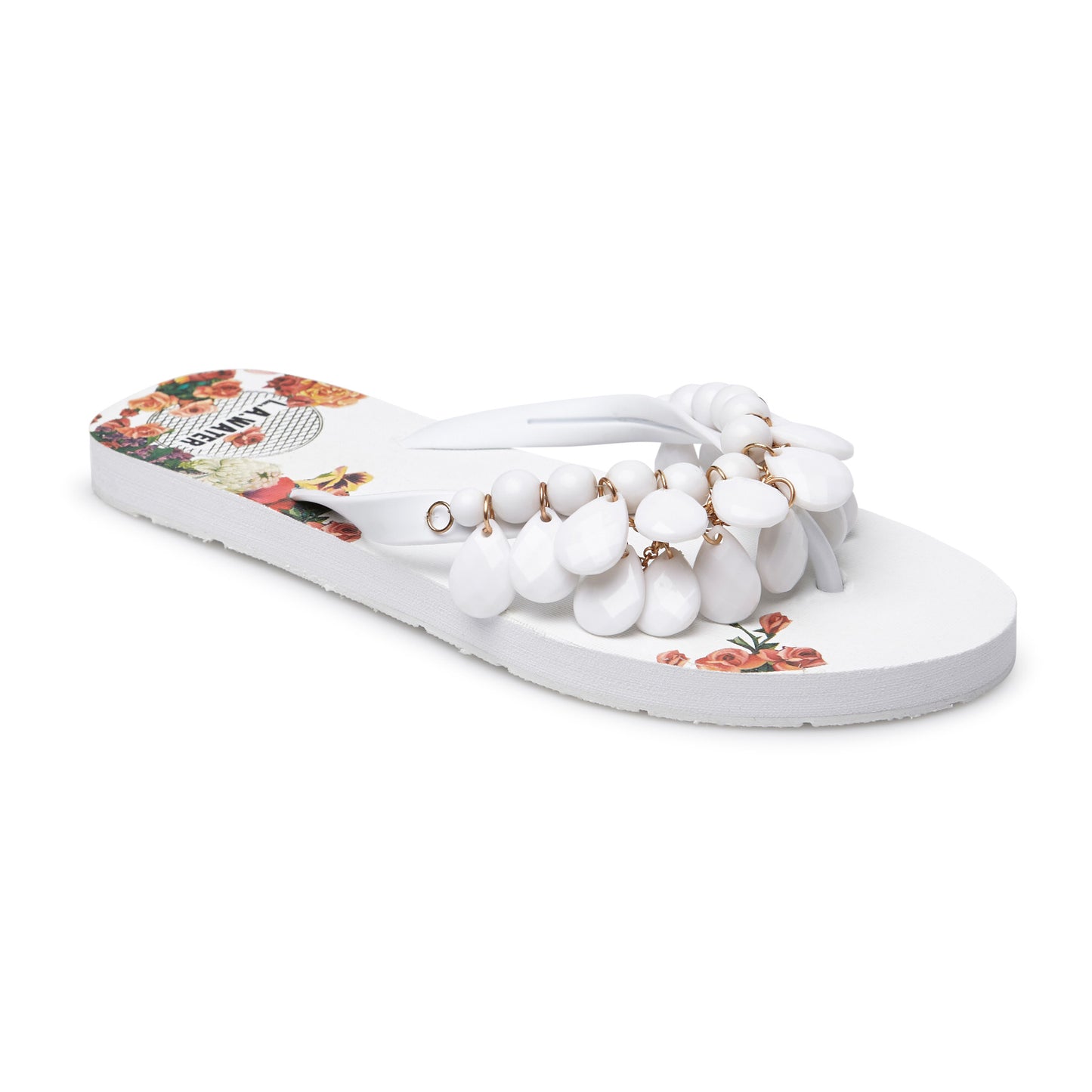 WHITE FLOWERS SLIPPERS