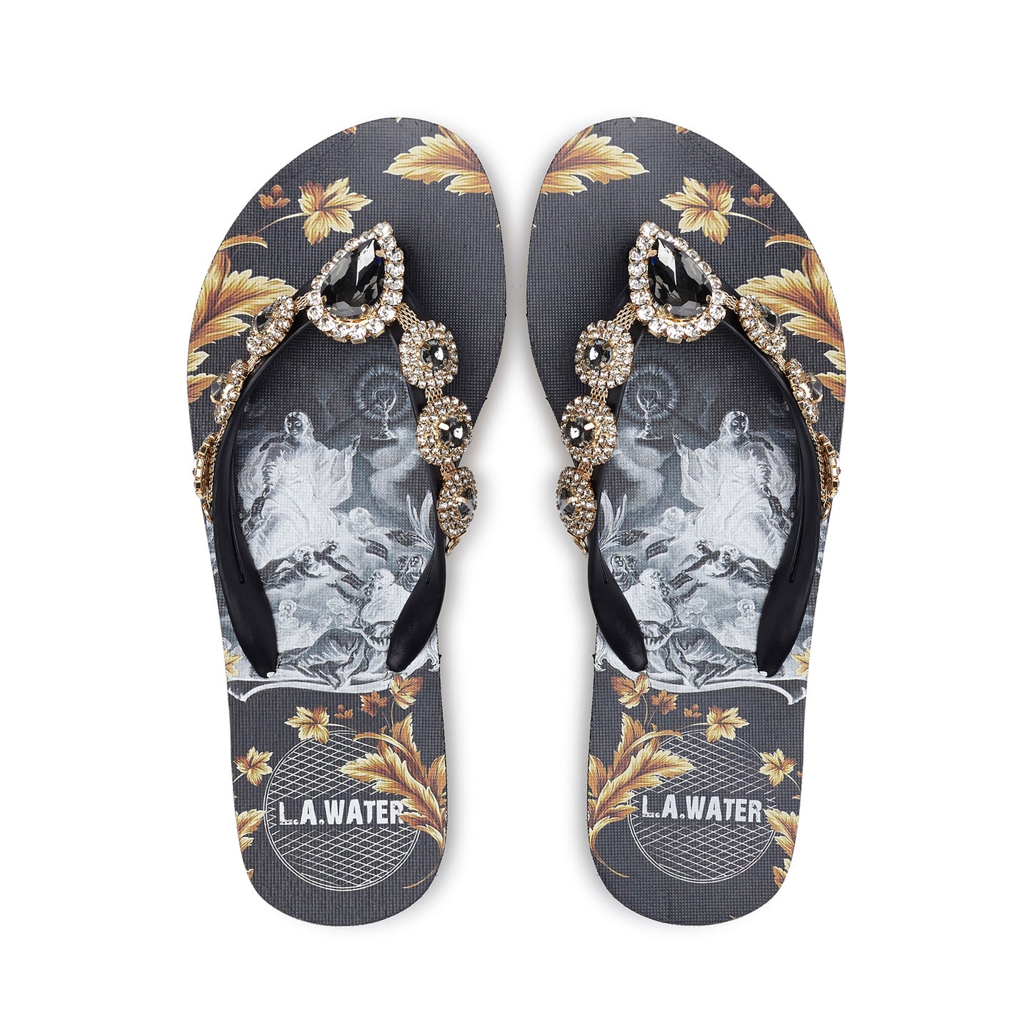 BLACK AND GOLD MYSTICAL SLIPPERS