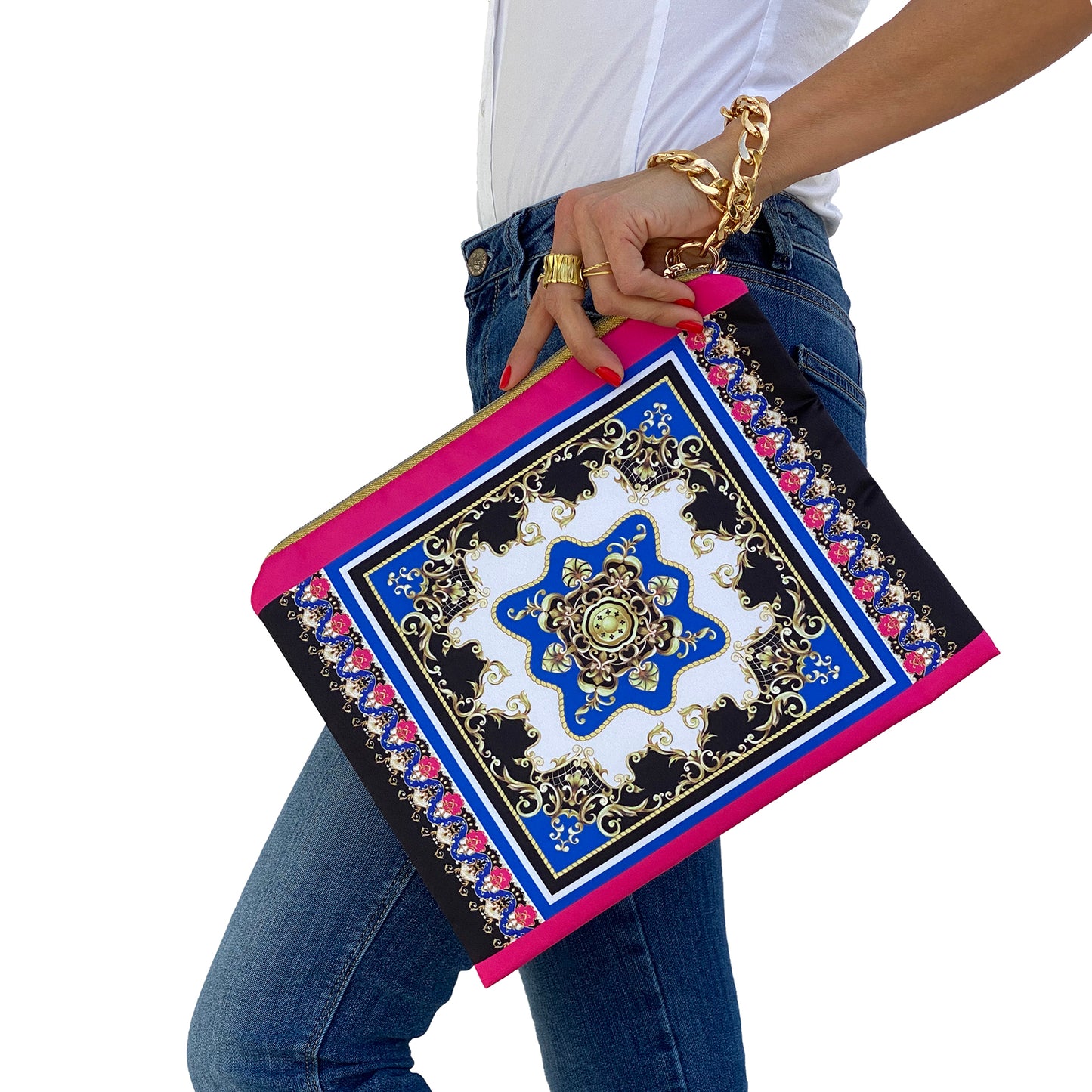 WHITE NEW BAROQUE POCHETTE AND FOULARD