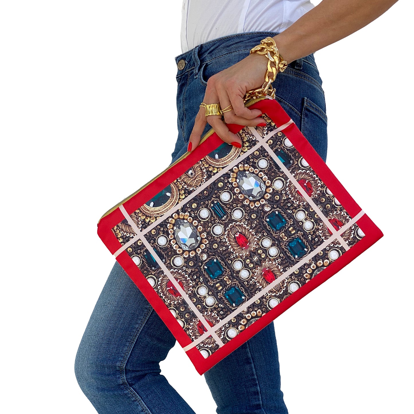 JEWELLED POCHETTE AND FOULARD