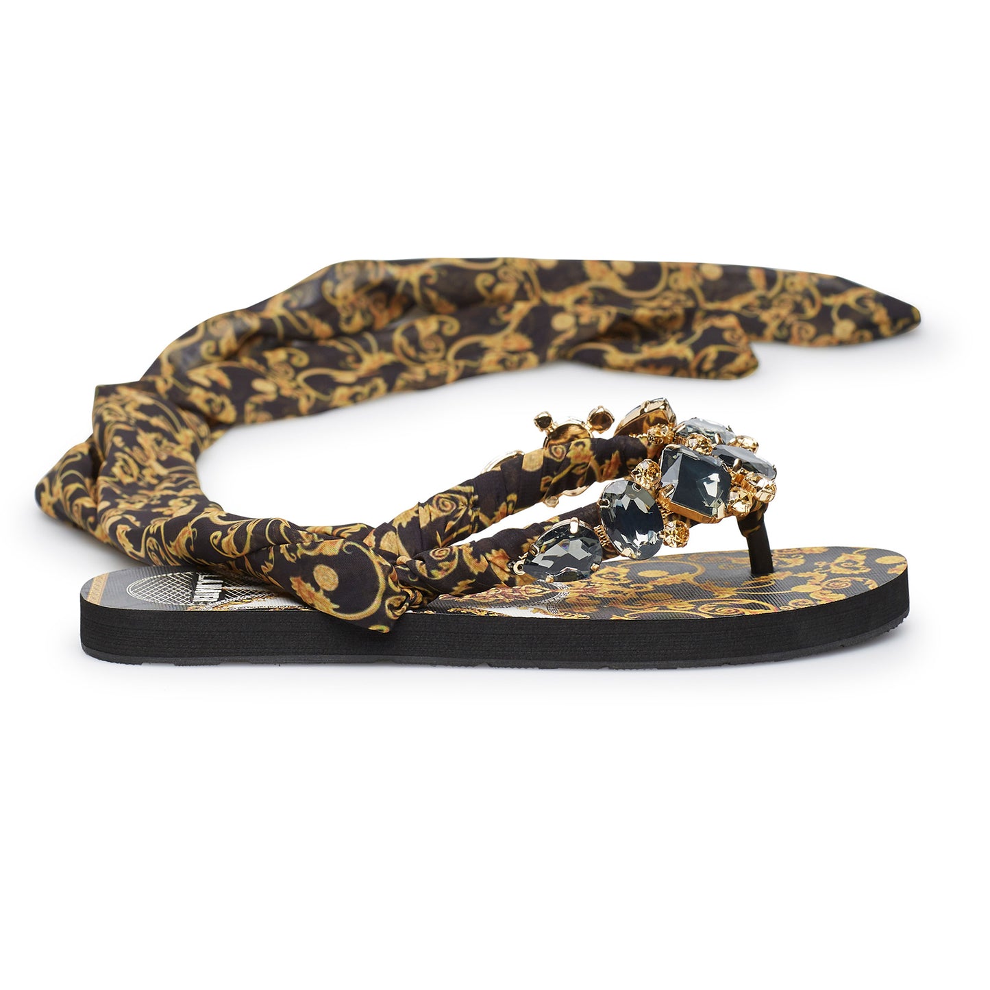 BLACK FOULARD NEW BAROQUE SANDALS
