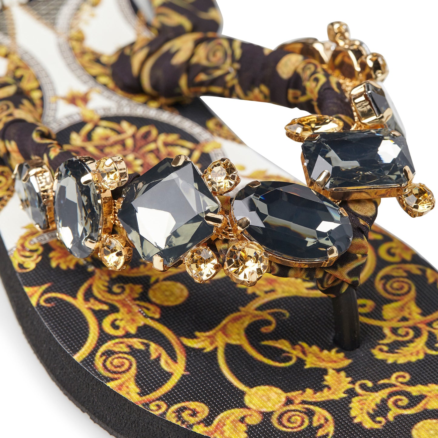 BLACK FOULARD NEW BAROQUE SANDALS