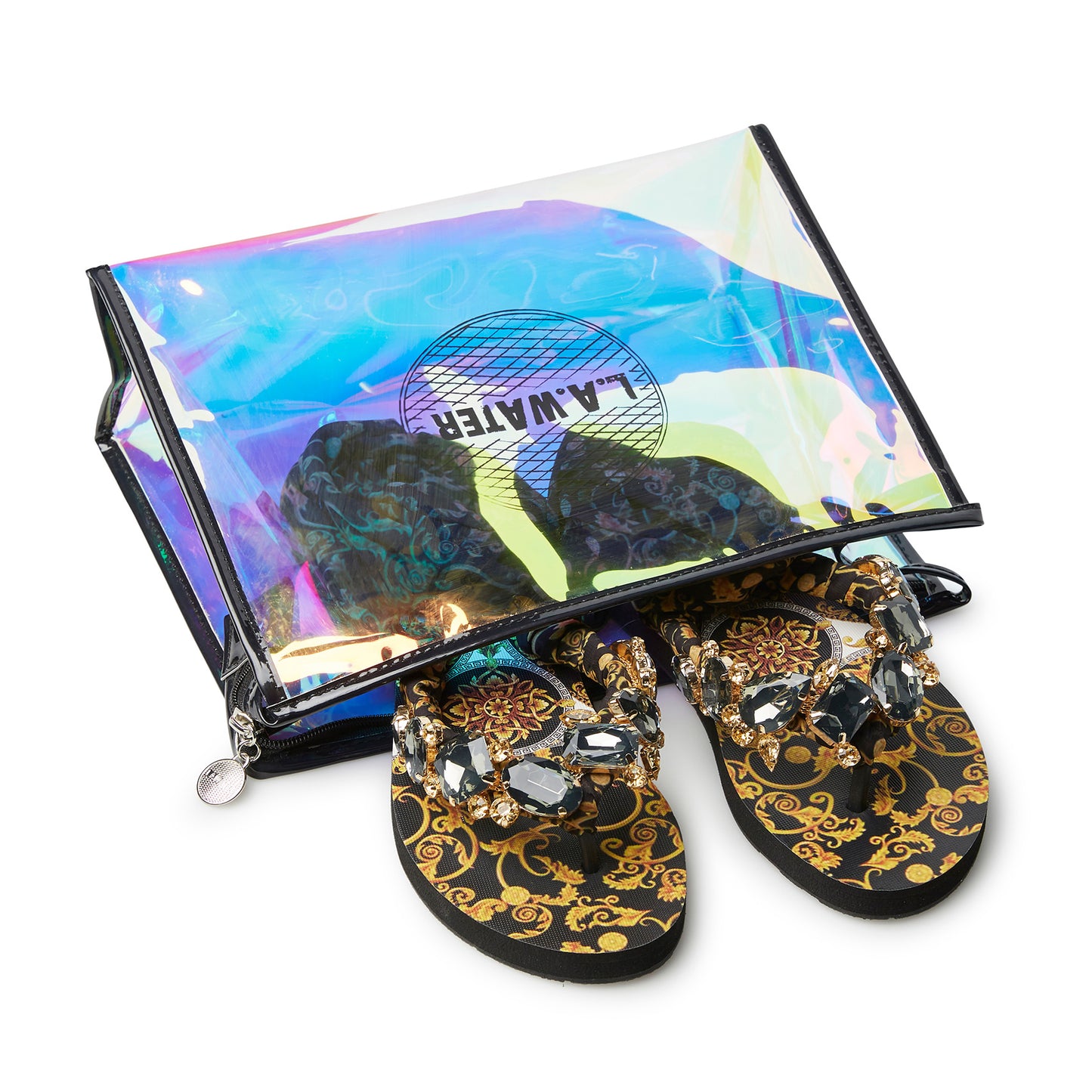 BLACK FOULARD NEW BAROQUE SANDALS