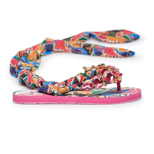 FUCHSIA FOULARD NEW BAROQUE SANDALS