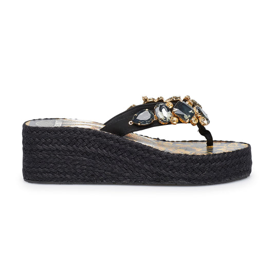 BLACK NEW BAROQUE ROPE WEDGE