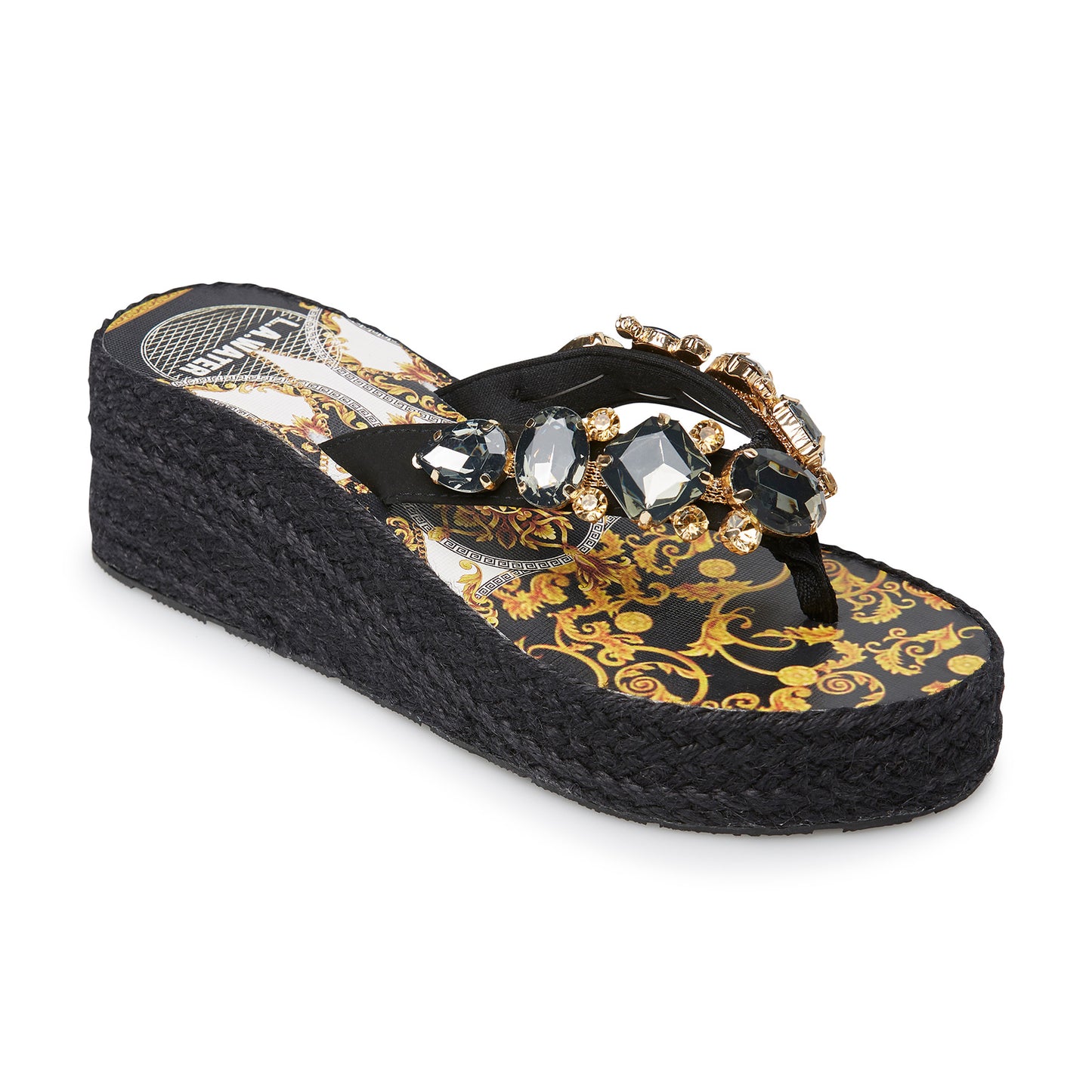 BLACK NEW BAROQUE ROPE WEDGE